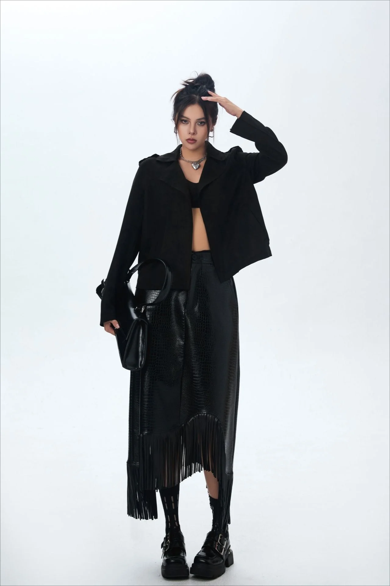 Suede Open Front Biker Jacket - Image 12