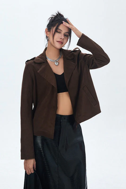 Suede Open Front Biker Jacket - Image 2