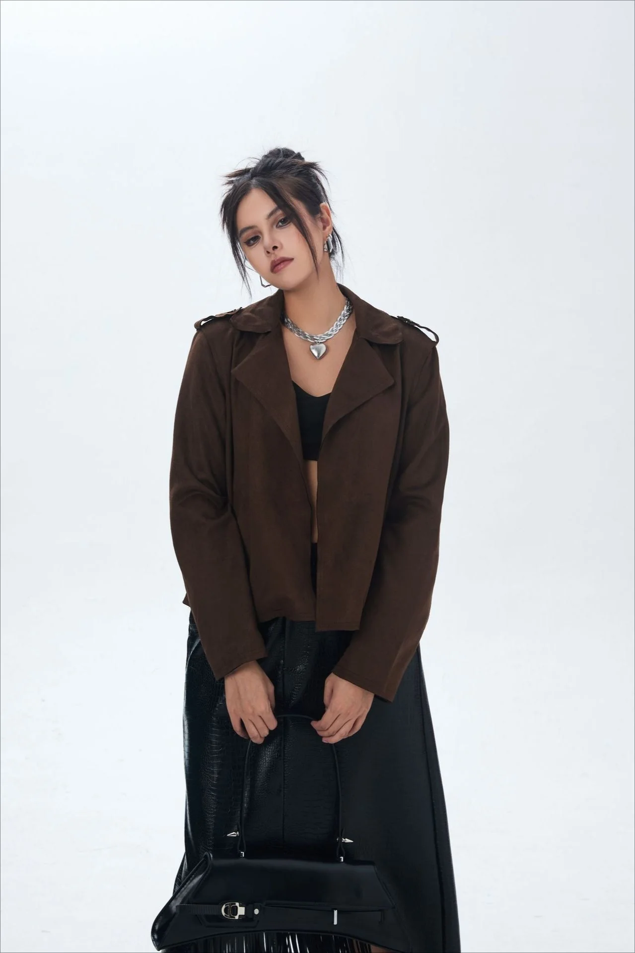 Suede Open Front Biker Jacket - Image 3