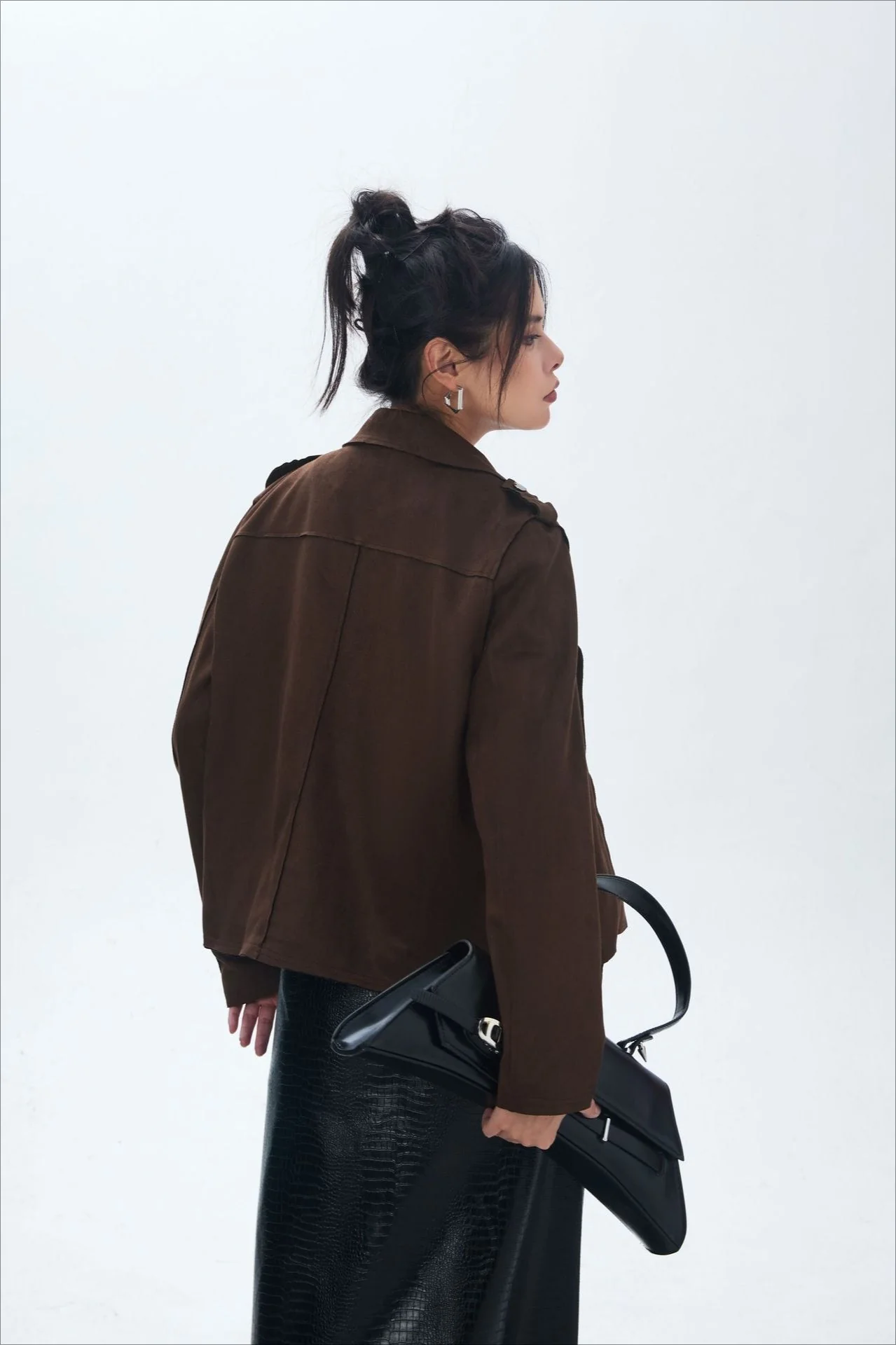Suede Open Front Biker Jacket - Image 5