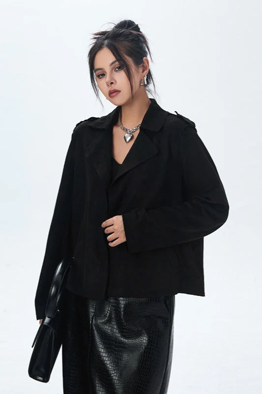 Suede Open Front Biker Jacket - Image 9