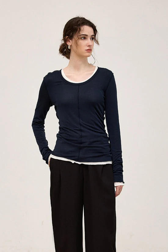 Tencel Wool Blend Round Neck Knit Top - Image 10