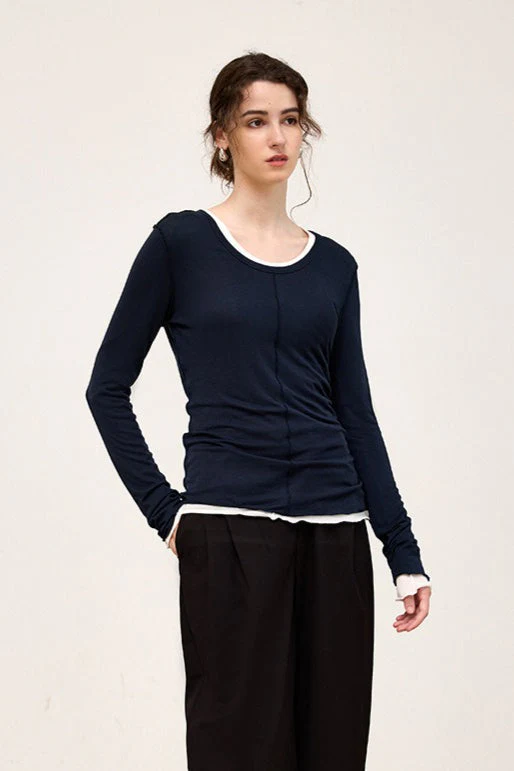 Tencel Wool Blend Round Neck Knit Top - Image 11