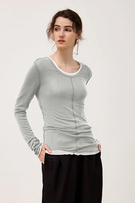 Tencel Wool Blend Round Neck Knit Top - Image 15