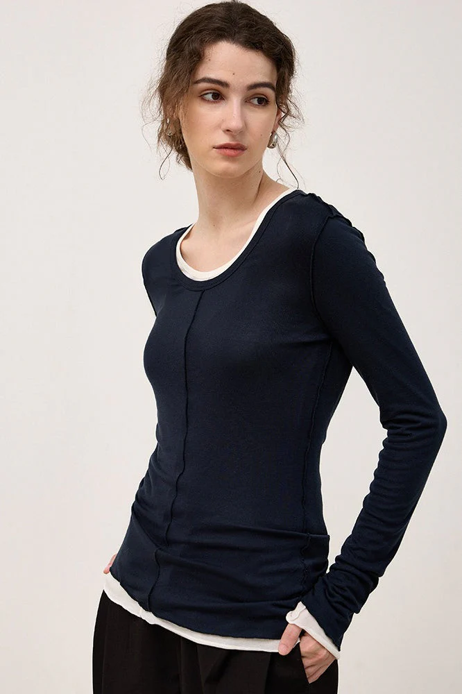 Tencel Wool Blend Round Neck Knit Top - Image 8