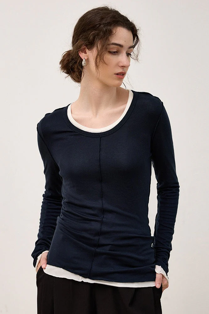 Tencel Wool Blend Round Neck Knit Top - Image 9