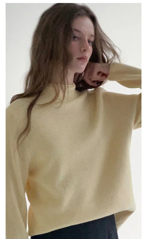 Thermal Mock Neck Solid Knit Top - Image 11