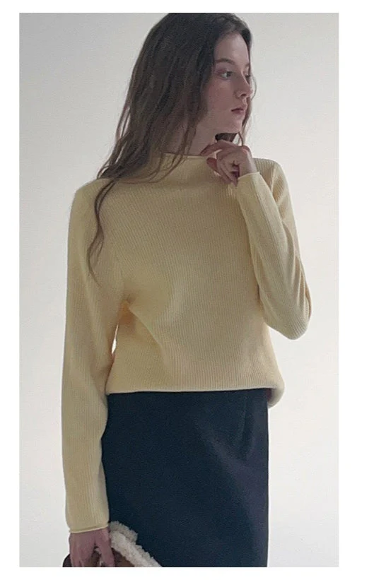 Thermal Mock Neck Solid Knit Top - Image 12