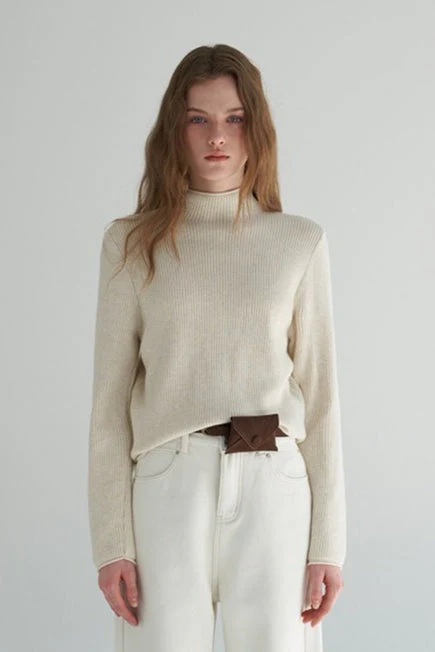 Thermal Mock Neck Solid Knit Top - Image 14