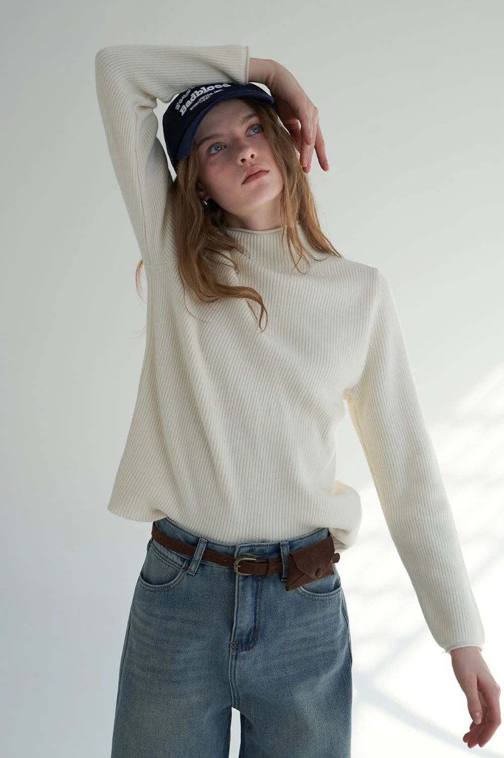Thermal Mock Neck Solid Knit Top - Image 15