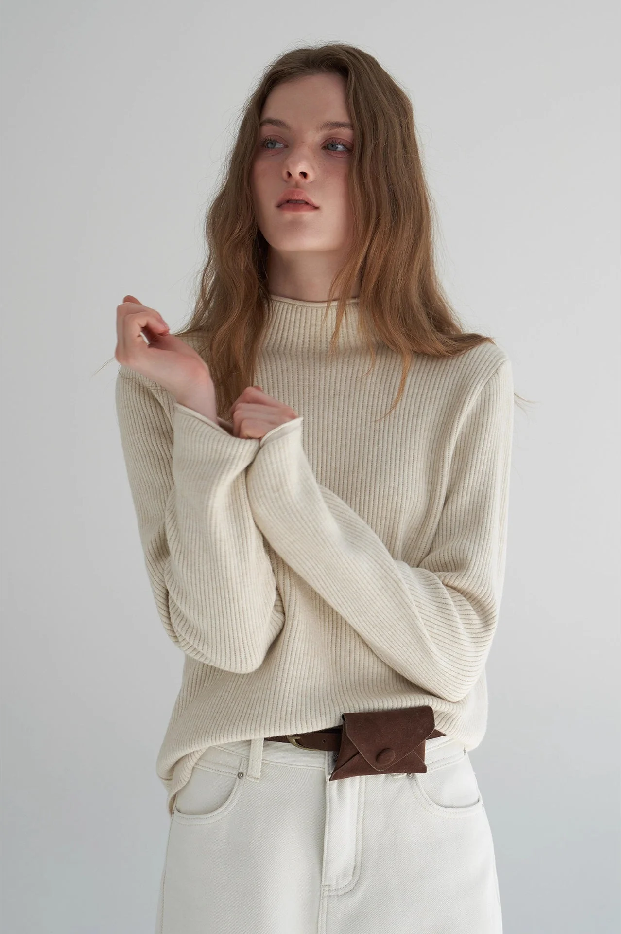 Thermal Mock Neck Solid Knit Top - Image 16