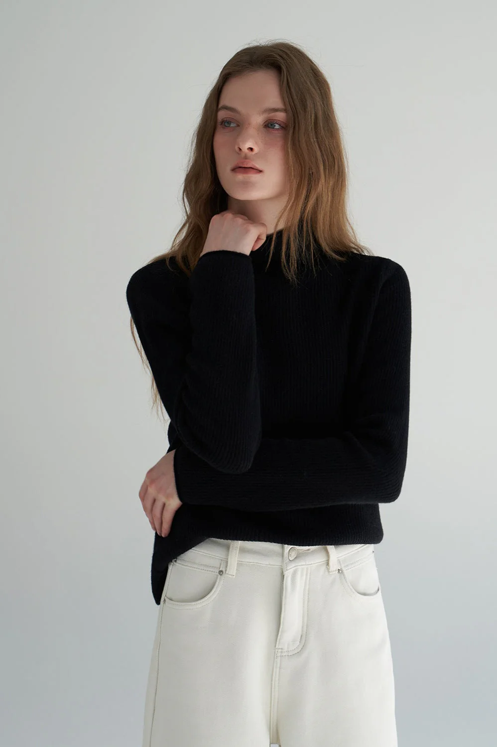 Thermal Mock Neck Solid Knit Top - Image 8