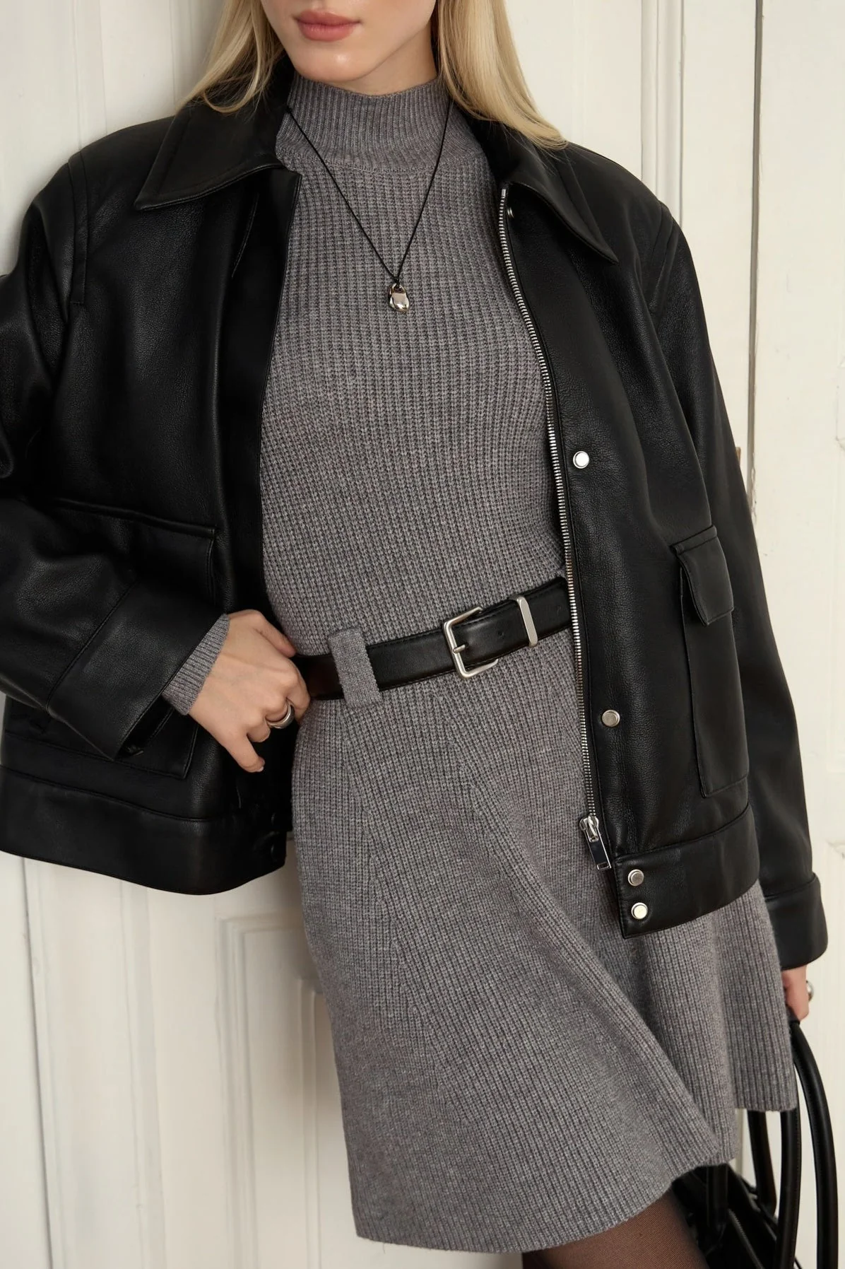 Thick Knit Turtleneck Sweater Dress - Image 3