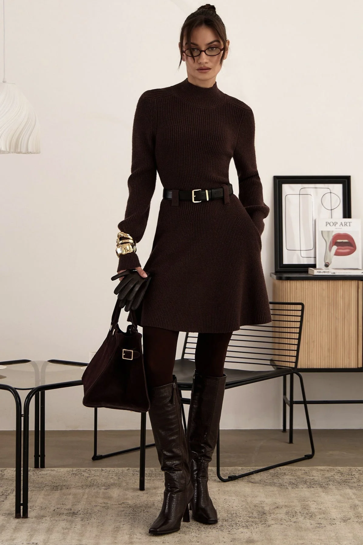 Thick Knit Turtleneck Sweater Dress - Image 7