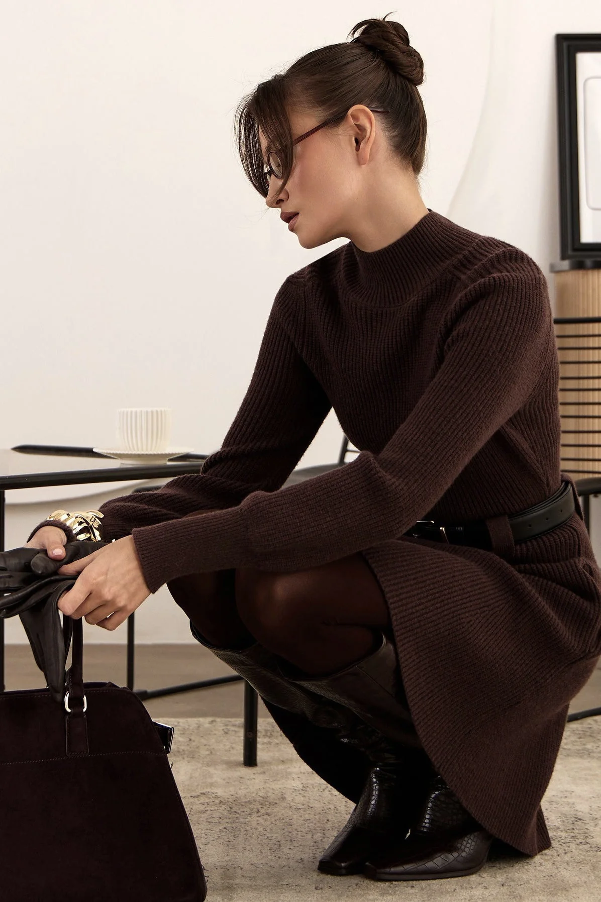 Thick Knit Turtleneck Sweater Dress - Image 8