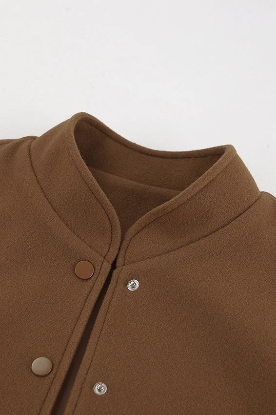 Thick Wool Brown Elastic Hem Coat - Image 6