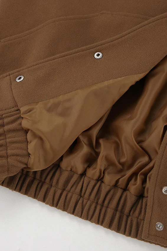 Thick Wool Brown Elastic Hem Coat - Image 7