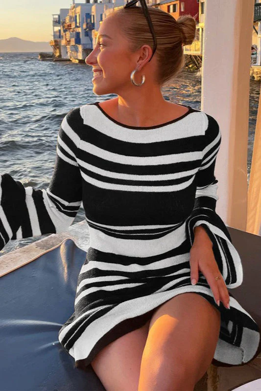 Tie Back Flare Sleeve Sweater Dress - Image 17