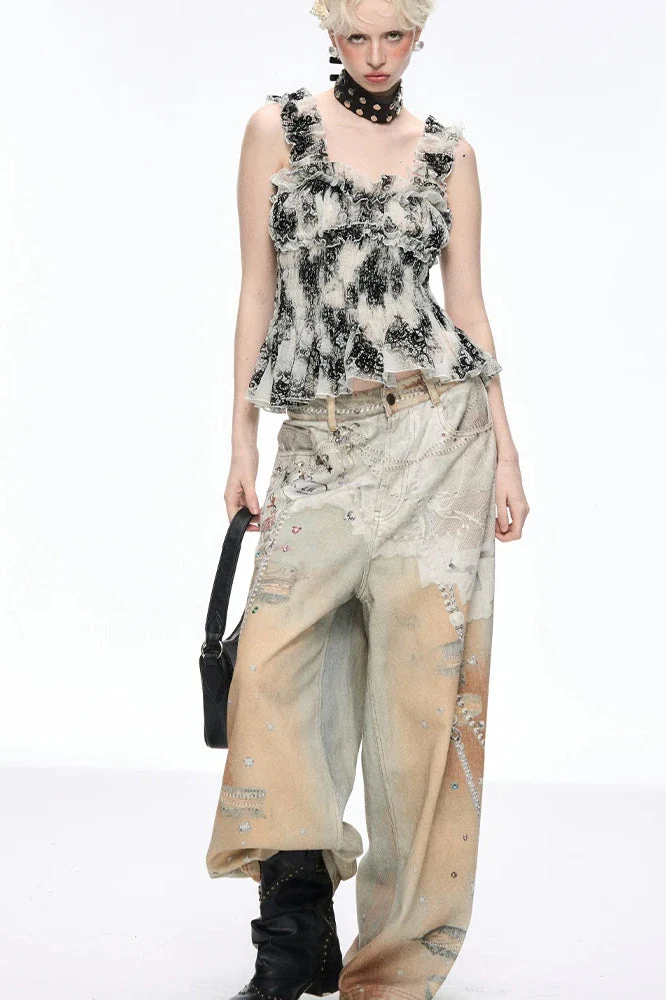 Tie Dye Baggy Wide Leg Denim Jeans - Image 4
