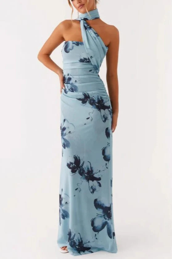 Tie Dye Mesh Spaghetti Strap Maxi Party Dress - Image 2