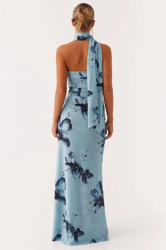 Tie Dye Mesh Spaghetti Strap Maxi Party Dress - Image 4