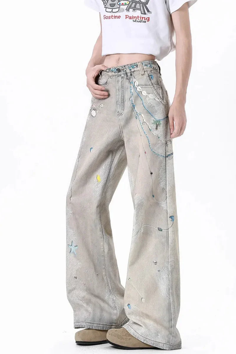 Tie-Dye Wide-Leg High Waist Jeans - Image 10