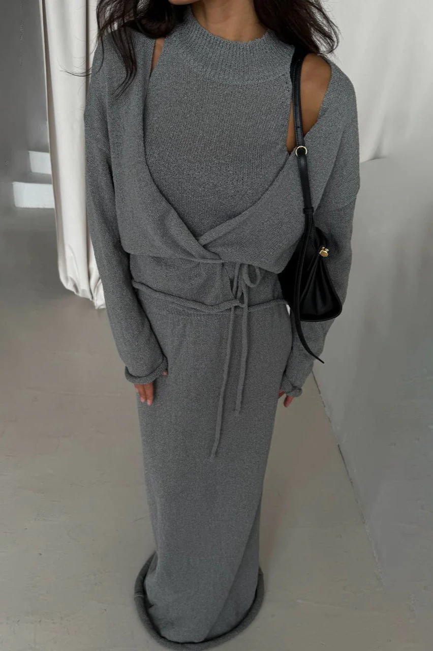 Tie Front Knit Set Sweater Dress - Image 3