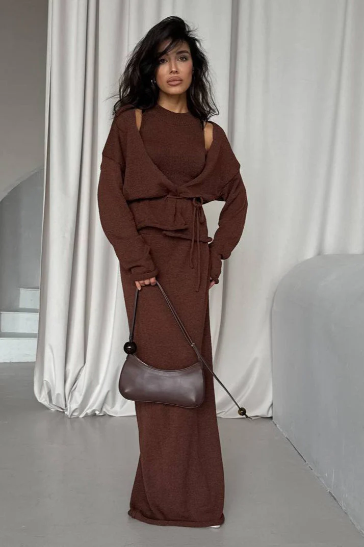 Tie Front Knit Set Sweater Dress - Image 6