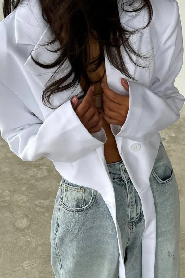 Tie Neck Solid Color Blazer - Image 7