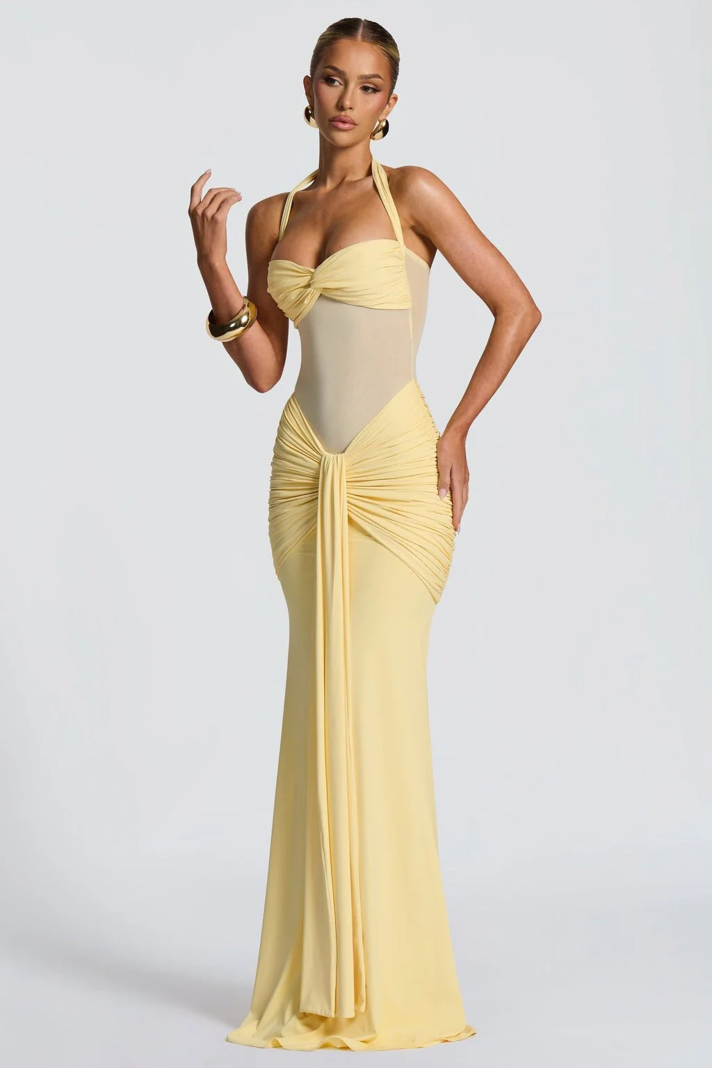 Tie Strap Mesh Maxi Party Dress - Image 3