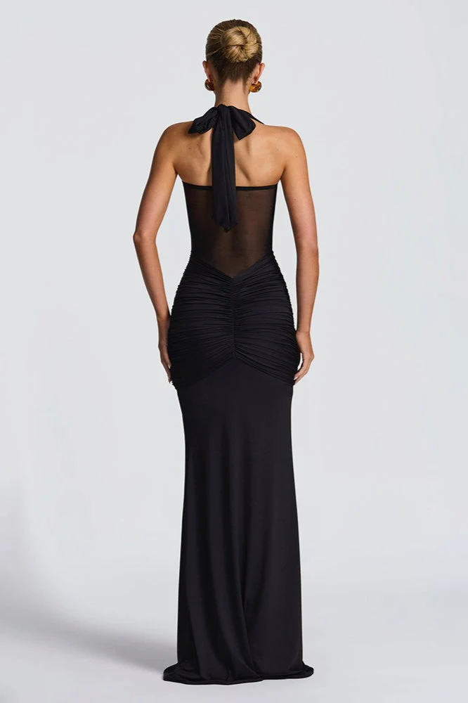 Tie Strap Mesh Maxi Party Dress - Image 6