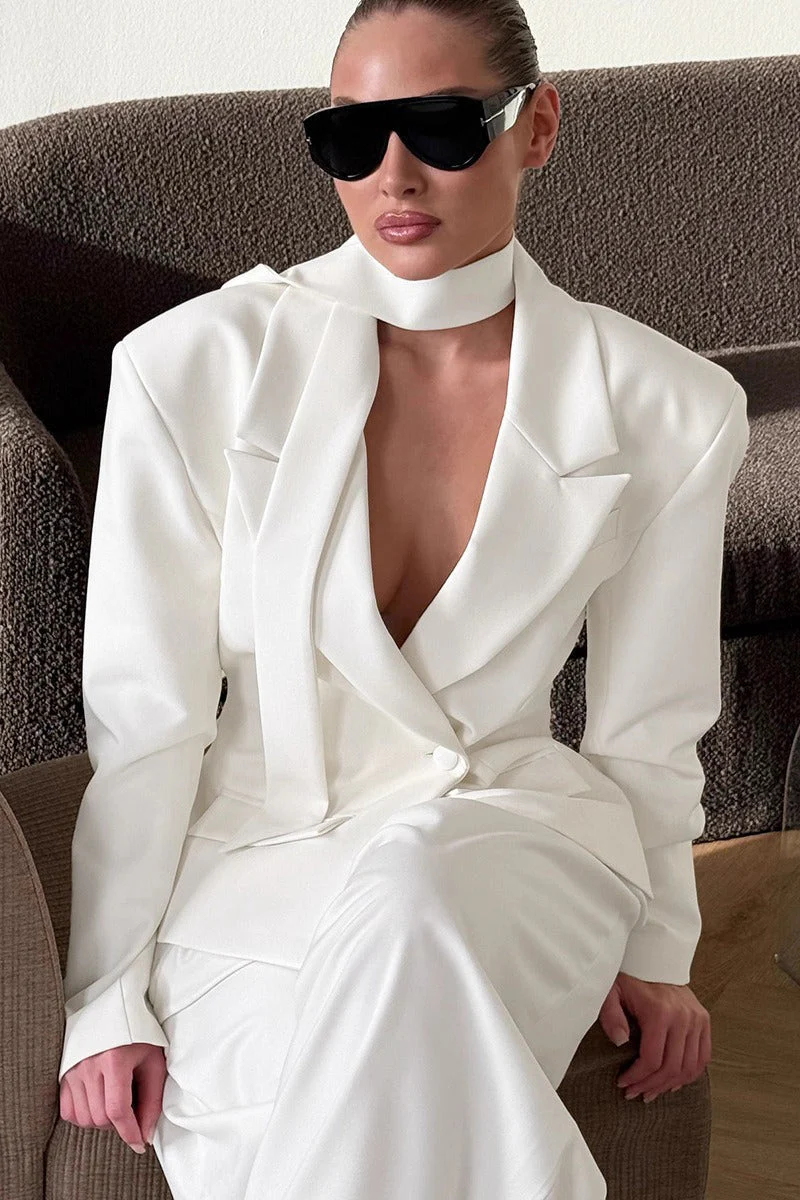Tie-Waist Cropped Blazer - Image 2