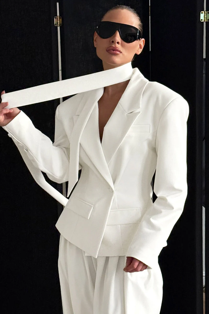 Tie-Waist Cropped Blazer - Image 8