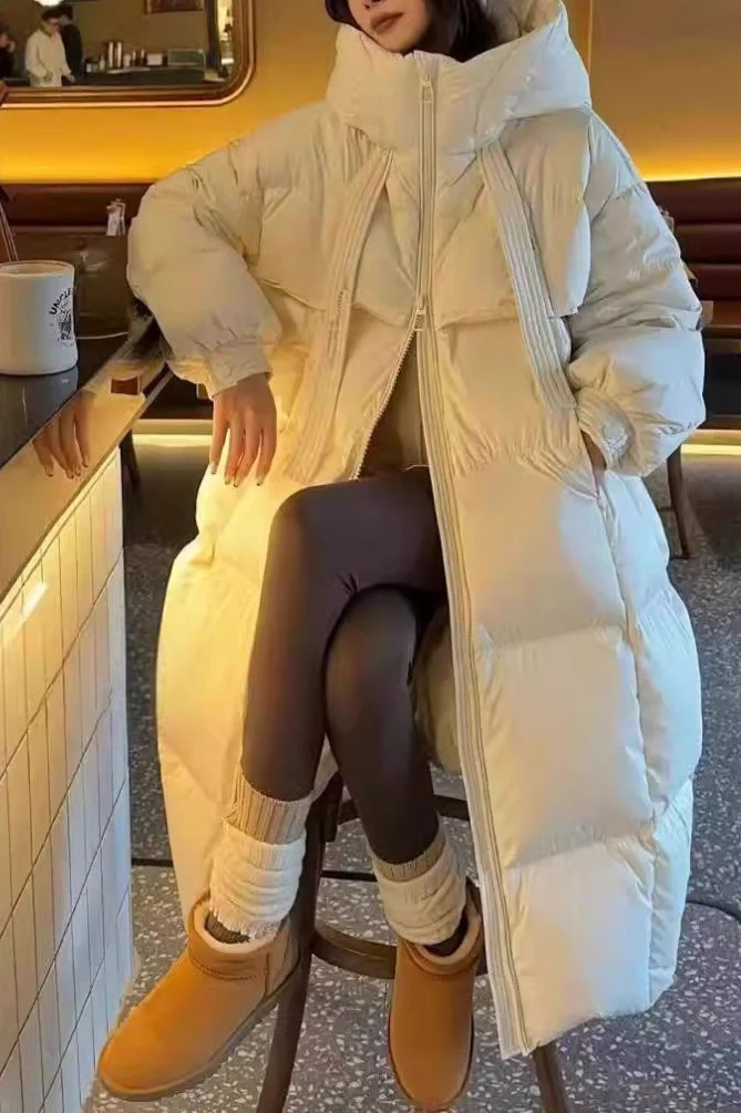 Trendy Long Hooded Puffer Jacket - Image 10
