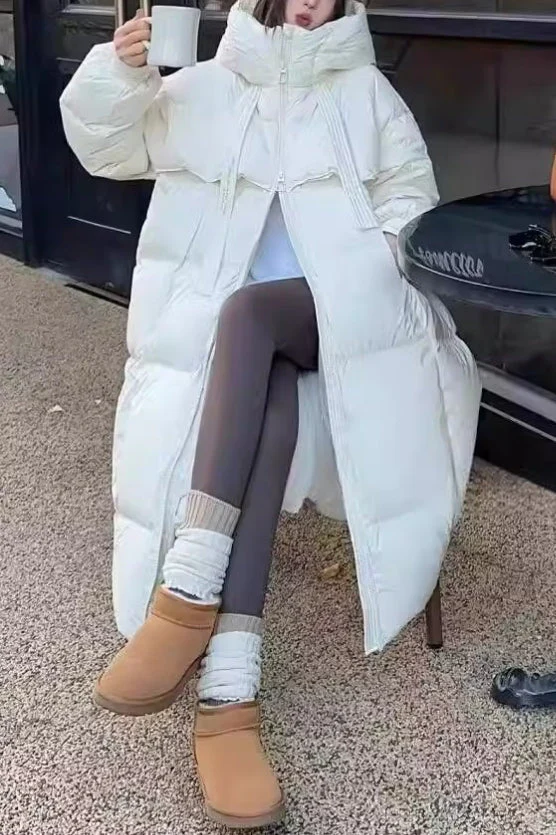 Trendy Long Hooded Puffer Jacket - Image 11