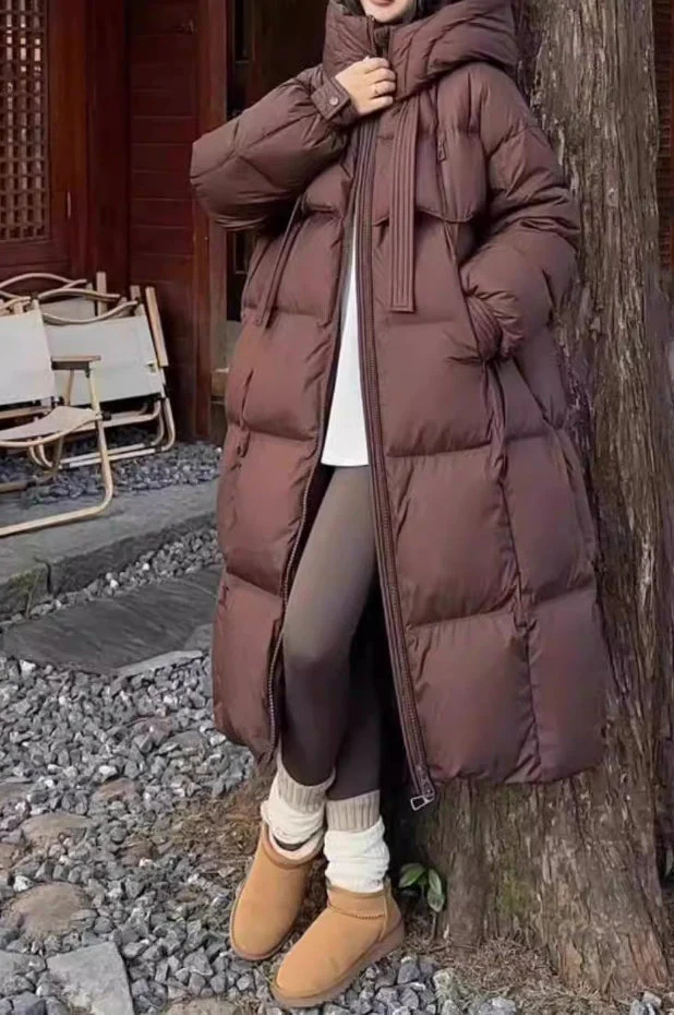 Trendy Long Hooded Puffer Jacket - Image 3