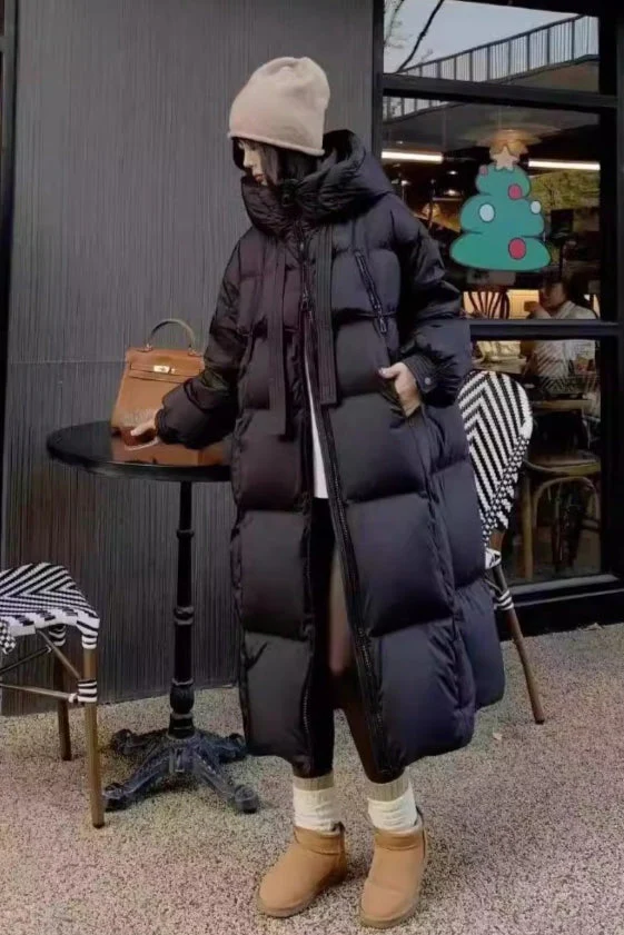 Trendy Long Hooded Puffer Jacket - Image 4