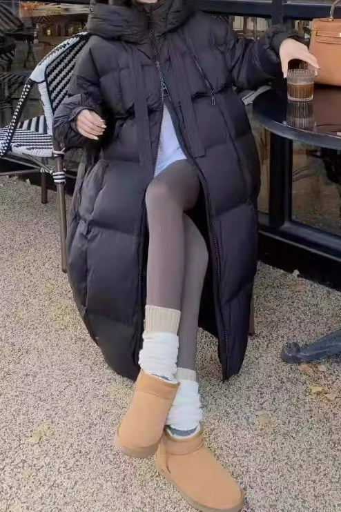 Trendy Long Hooded Puffer Jacket - Image 5