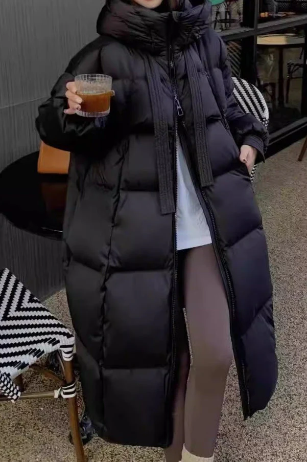 Trendy Long Hooded Puffer Jacket - Image 6