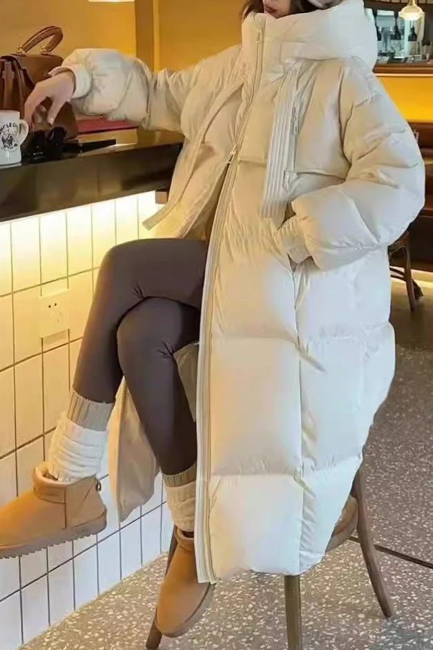 Trendy Long Hooded Puffer Jacket - Image 9