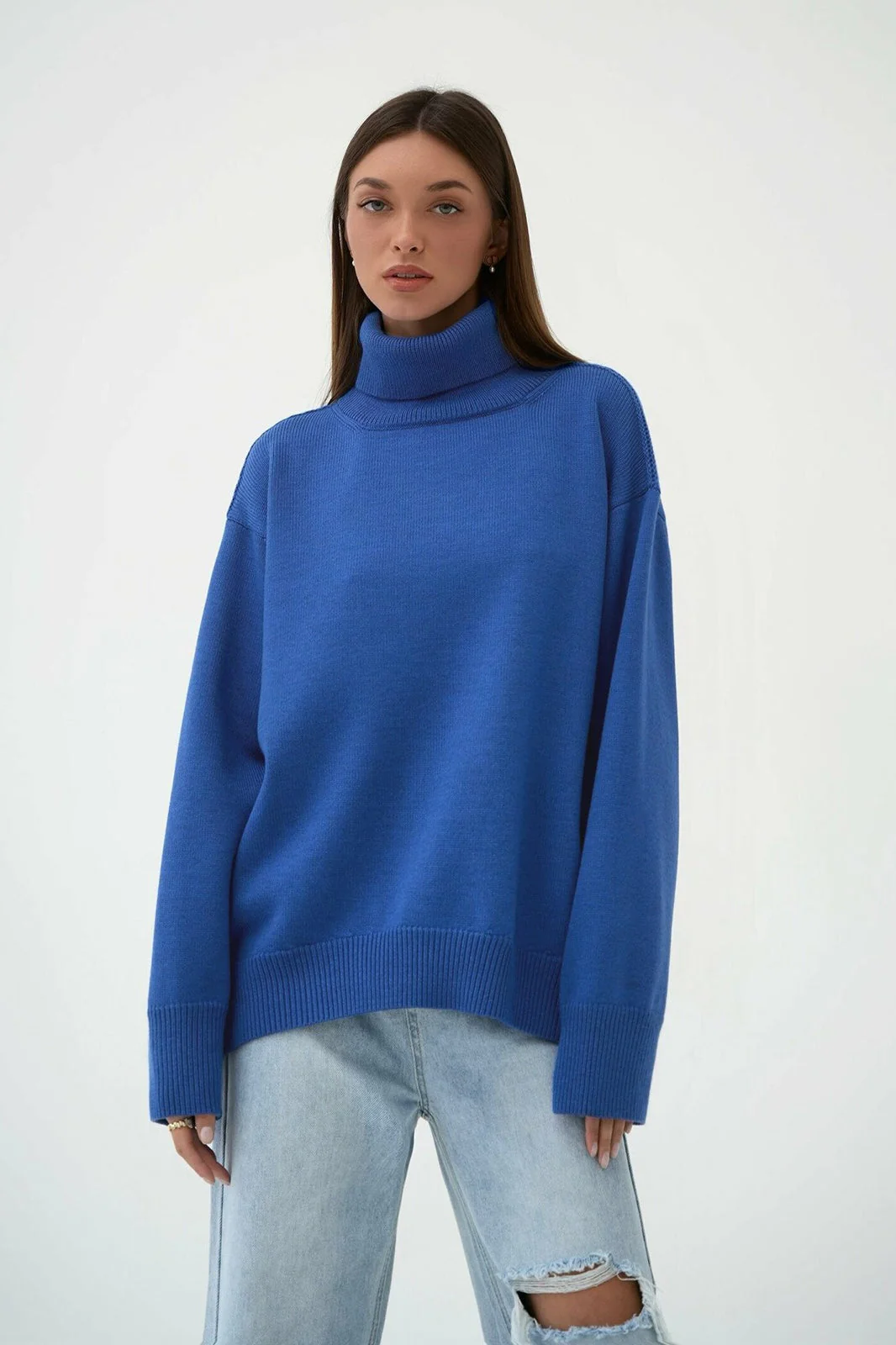 Turtleneck Loose Knit Pullover Sweater - Image 34