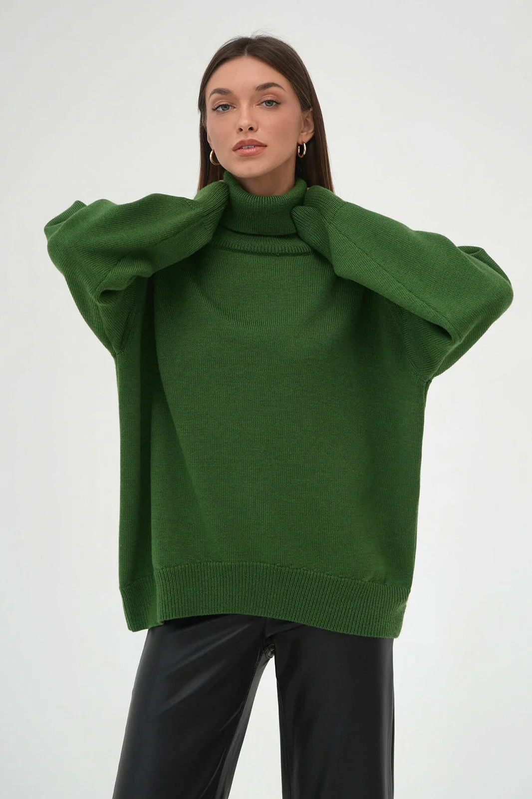 Turtleneck Loose Knit Pullover Sweater - Image 43