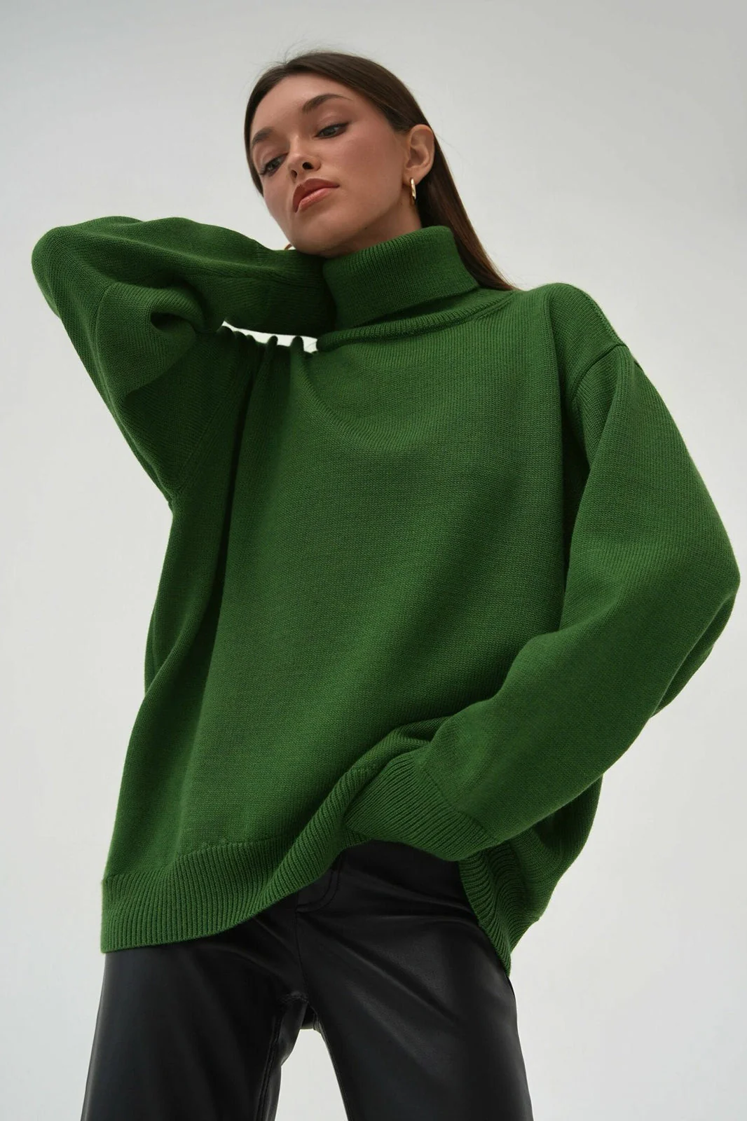 Turtleneck Loose Knit Pullover Sweater - Image 44