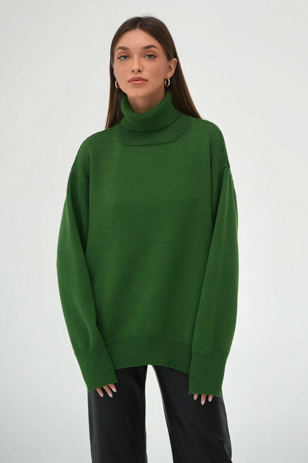 Turtleneck Loose Knit Pullover Sweater - Image 46