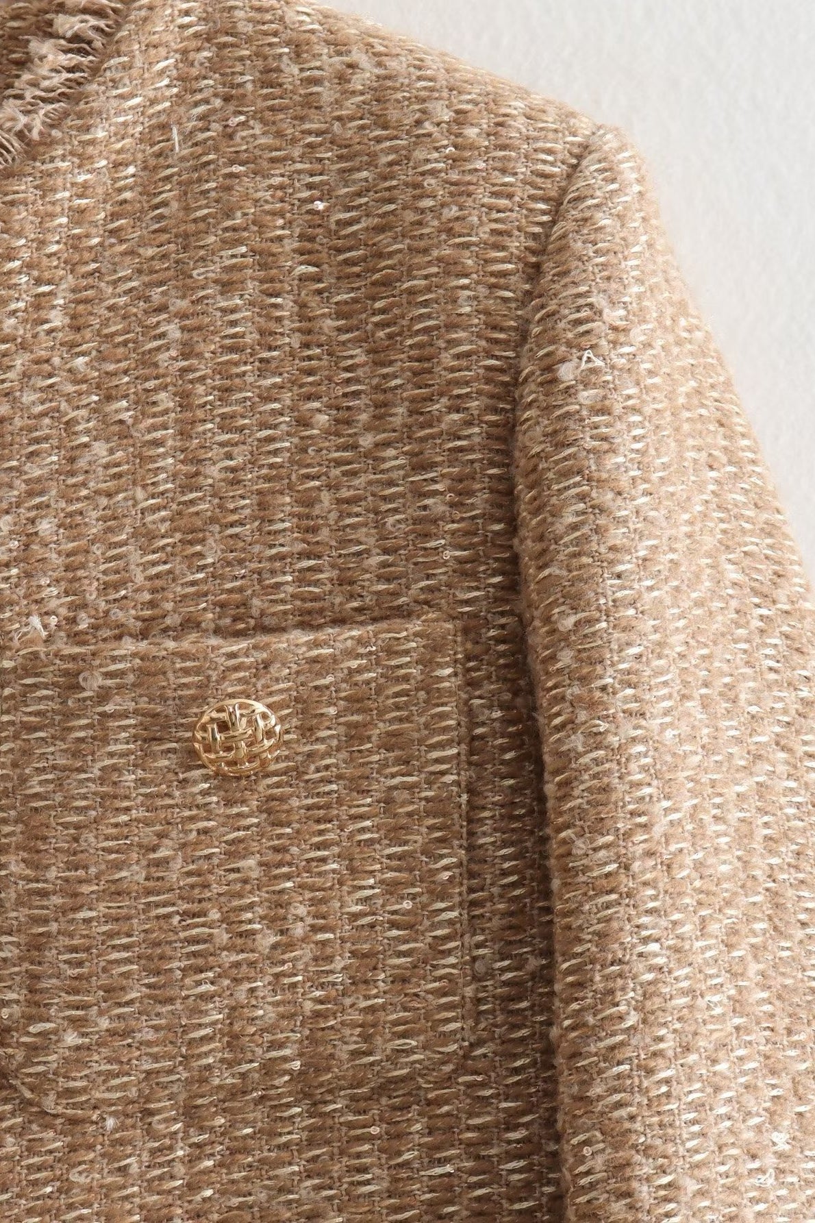 Tweed Single Breasted Short Coat - Image 14