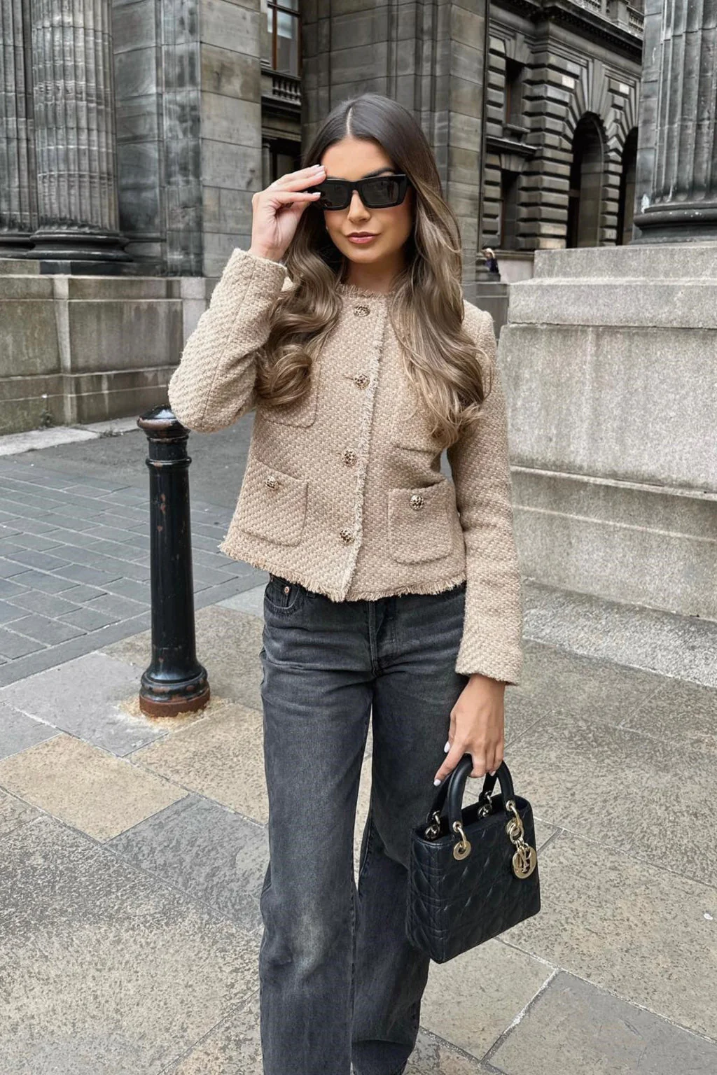 Tweed Single Breasted Short Coat - Image 8