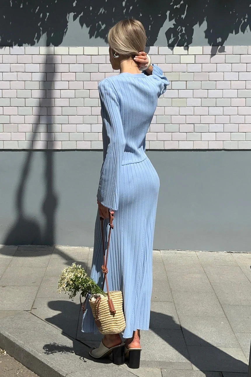 Two-Piece Bell Sleeve Knit Sweater Dress - Image 2