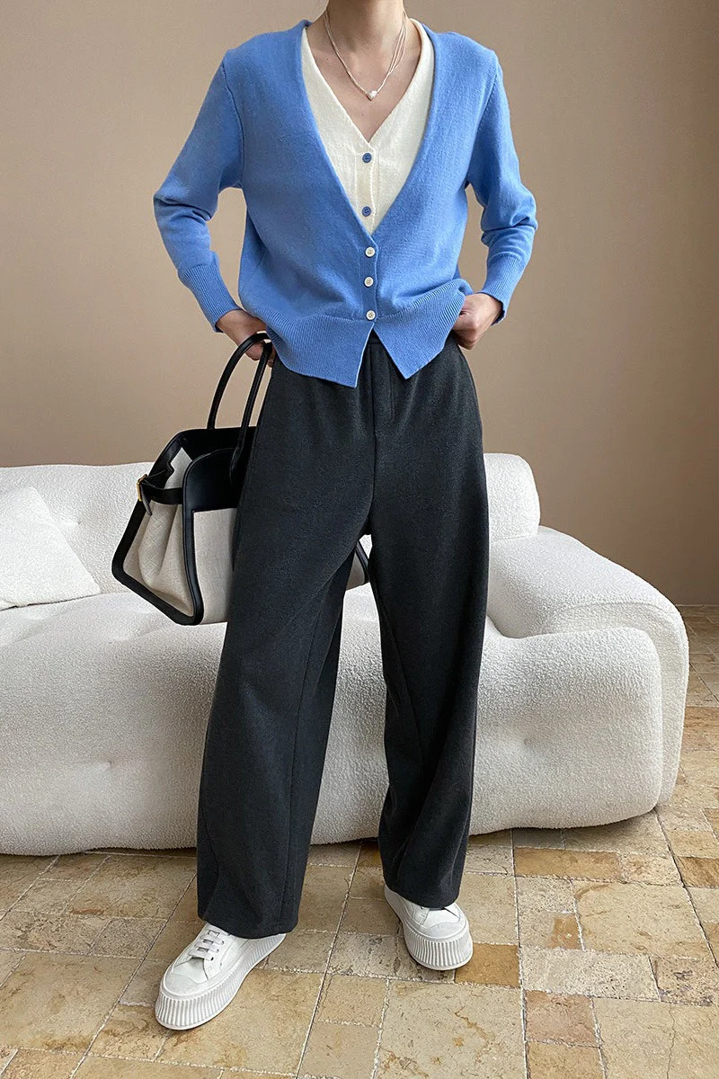 Two-Tone V-Neck Cardigan - Image 13