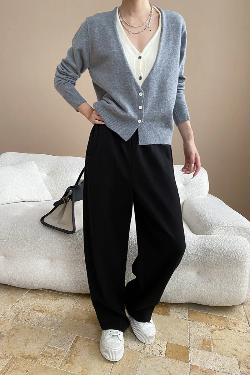 Two-Tone V-Neck Cardigan - Image 19