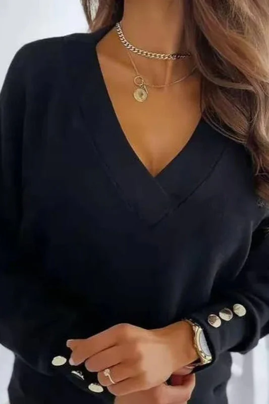 V-Neck Button Knit Pullover Sweater - Image 18